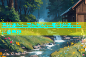 涿州速约：同城炮火，即时燃情，告别孤单夜